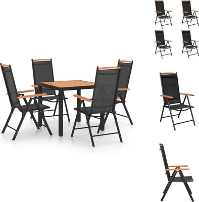 Image de vidaXL Ensemble de jardin 5 pièces aluminium noir - Ensemble de meubles de jardin