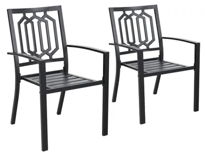 Image de Ensemble de 2 chaises de jardin empilables pour l'extérieur