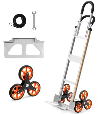 Produktbild von Sackkarre Treppensteiger - Klappbar - Tragkraft 150 kg - Aluminiumlegierung - Teleskopgriff - Sechs Räder - Zwei Spanngurte