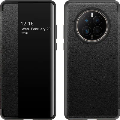 Produktbild von Huawei Mate 50 Hülle, Smart View Intelligente Wake up-/Sleep Leder Schutzhülle für Huawei Mate 50 Schwarz