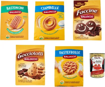 Produktbild von Balocco Testpaket Kekse zum Frühstück 5x 700g biscuits cookies kuchen + Italian Gourmet polpa 400g
