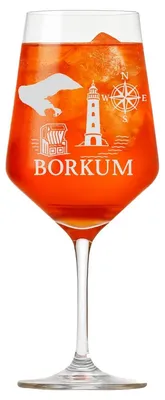 Produktbild von Weinglas Borkum 350ml spülmaschinenfest - stilvolles Trinkgefäß mit Gravur