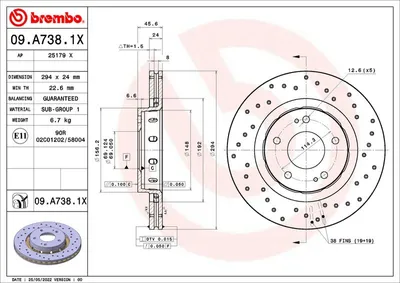 Image de 2x BREMBO Disque de frein XTRA LINE - Xtra avant 09.A738.1X