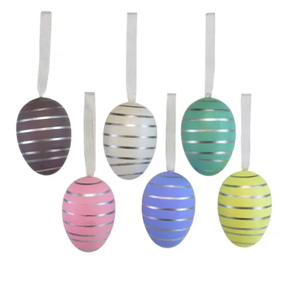 Image de Oeufs de Pâques à rayures 6 pcs, 6x4 cm