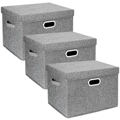 Produktbild von Große Aufbewahrungsbox mit Deckel, Stoff, faltbar, waschbar, 44 x 30 x 29 cm
