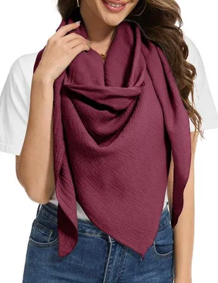 Produktbild von Unyqoos® Baumwoll-Dreiecksschal für Damen, 100% Baumwolle, 200 x 140 x 140 cm – vielseitig, leicht & waschbar
