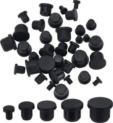 Obrázek produktu pro 40 ks černých gumových uzávěrů na láhve – velikosti: 4–75–95–115–135 mm – solničky a pepřenky – náhradní těsnicí podložky – zátky na láhve, trubky a květináče