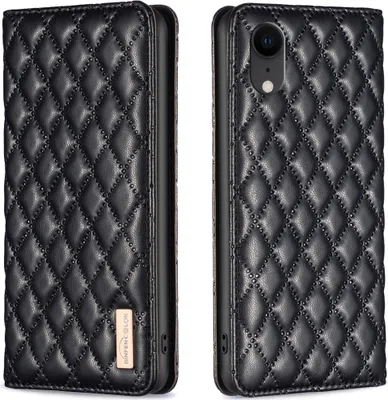 Produktbild von iPhone XR Hülle, Elegant Bookstyle Flip Leder Kartenfächer Schutzhülle mit Ständer für iPhone XR Schwarz
