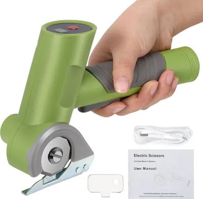 Produktbild von Akku Rollschneider & elektrische Schere - Wiederaufladbar - Für Stoff & Karton - Mit Schutzbox - - Grün/Schwarz