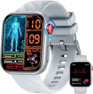 Produktbild von TAOPON Smartwatch Herren 1,97 Zoll AMOLED Touch, EKG HRV, Blutdruck, SpO₂, Schlafmonitor, 130+ Sportmodi, Bluetooth Anruf, IP67