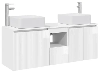 Immagine prodotto di vidaXL Set di mobili da bagno, 3 pezzi, bianco lucido, 53 x 35 x 63 cm