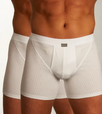 Image de Schiesser boxer 2 pack authentic 4-1 rib shorts white hommes