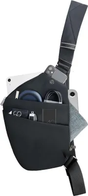 Image de Sac bandoulière multifonctionnel pour hommes Unyqoos® – sac de poitrine résistant au vol et imperméable, avec port de charge USB, plusieurs compartiments, sac à bandoulière pour les voyages et la randonnée