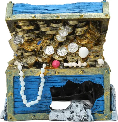 Immagine prodotto di Acquario scrigno del tesoro ornamento scatola di resina nascondiglio per serbatoio di pesce paesaggio decorazione blu