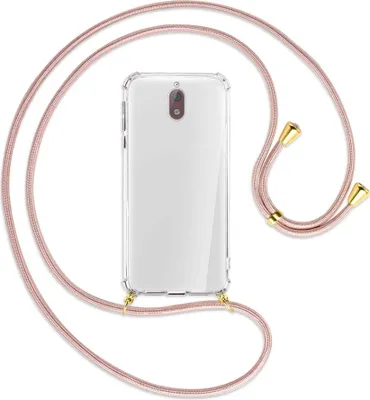 Produktbild von Handykette Backcover-Schutzhülle mit Band (Metall goldfarben) für Nokia 3.1 - roségold