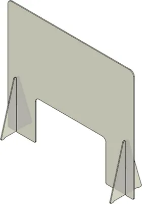 Produktbild von Casa Padrino Kunststoff Sicherheitsscheibe mit Durchreiche Transparent 80 x H. 70 cm - Schreibtisch Empfangstheken Theken Spuckschutz   Corona Trennscheibe
