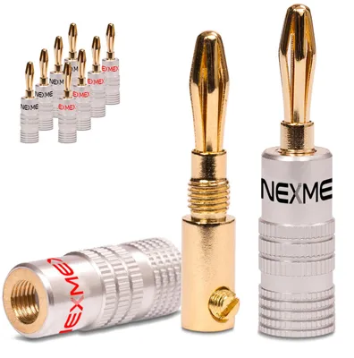 Produktbild von NEXMEX Bananenstecker 24K vergoldet 10x High End Banana Stecker Steckverbinder