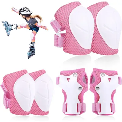 Produktbild von Kinder Inliner Schoner Set 6-teilig Knieschützer Ellenbogenschützer Handgelenkschützer Pink