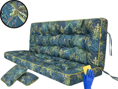Obrázek produktu pro Hobbygarden Polštářek na lavičku pro zahradní lavičku Houpací polštářek Polštářek na podlahu pro hollywoodskou houpačku Venkovní / vnitřní - Pola - 100 cm - Green Meadow