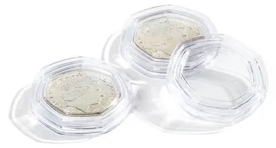 Image de Capsules de protection pour pièces de 50 pence, diamètre 27,3 mm, paquet de 10