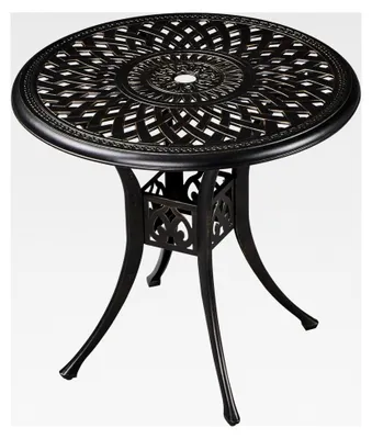 Produktbild von Gartentisch mit Schirmloch, runder Bistrotisch Φ 78 cm, Metalltisch für Garten, Balkon, Terrasse und Veranda