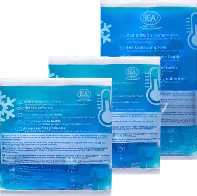 Produktbild von IEA Medical Kalt Warm Kompresse 3er - Gel Kühlpads, Wärmepads Mischset 12x20 & 13x14