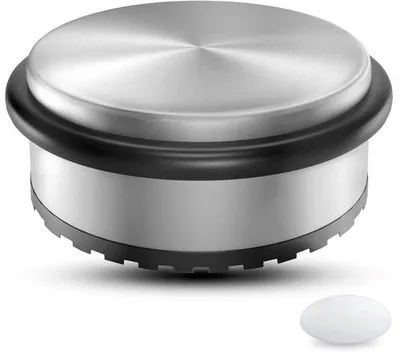 Zdjęcie produktu dla Ibenzoa® Solidna blokada do drzwi wykonana ze stali nierdzewnej, wymiary 10 x 4,5 cm, waga 1,1 kg – antypoślizgowa podstawa gumowa, odporne na promieniowanie UV gumowe pierścienie, w zestawie prawie niewidoczny dodatkowy bufor do drzwi