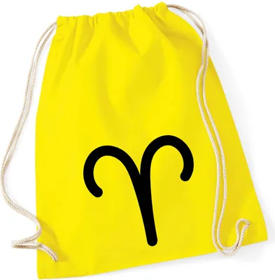Produktbild von Huuraa Turnbeutel Widder Sternzeichen Zeichen 12 Liter Yellow Baumwolle Rucksack Geschenkidee