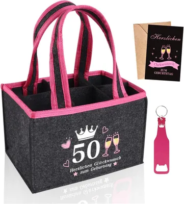 Imagen del producto de Soporte para 6 botellas, color gris-rosa, con abrelatas, ideal como regalo para mujeres