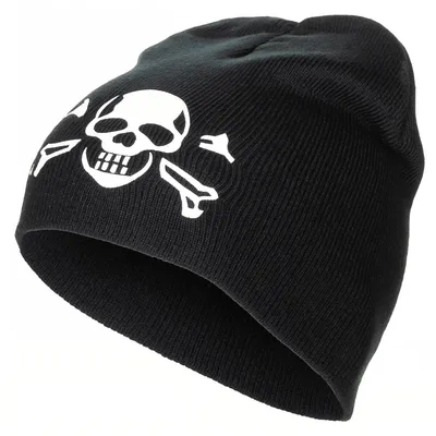 Produktbild von MFH-Strickmütze mit Totenkopfmotiv, schwarz