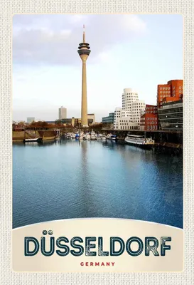 Produktbild von vianmo Holzschild 30x20 cm Deutschland Düsseldorf Fernseherturm Bildmotiv Reisemotiv Abenteuer Reisen