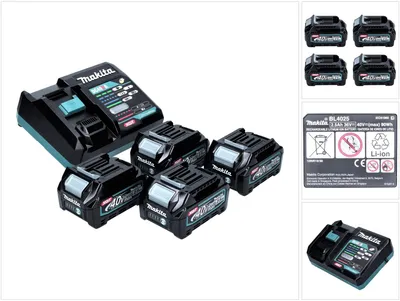 Produktbild von Makita Power Source Kit 40 V max. mit 4x BL 4025 Akku 2,5 Ah XGT ( 4x 191B36-3 ) + DC 40 RA Schnell Ladegerät XGT LXT ( 191E07-8 )