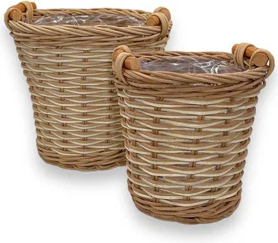 Produktbild von Famanu Dekorative Töpfe im Set aus Rattan - 16,5 x 14 cm und 13 x 10,5 cm
