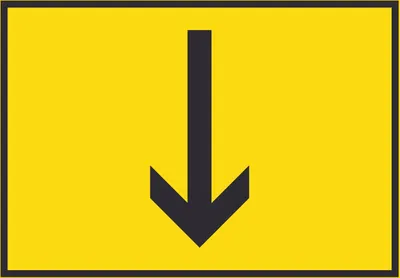 Produktbild von Richtungspfeil runter Schild waagerecht schwarz gelb Pfeil A6 Rückseite selbstklebend