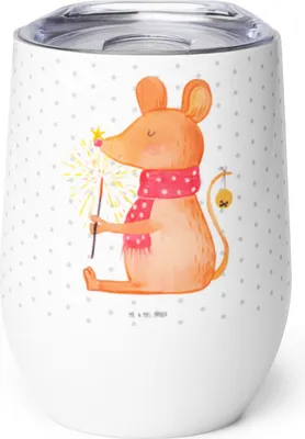 Produktbild von Mr. & Mrs. Panda Thermo Becher Maus Weihnachten - Weiß - Geschenk, kaffee tasse, thermosbecher, Weinbecher, Weihnachtswunder, Weihnachtsgruß, Frohe, Thermobecher