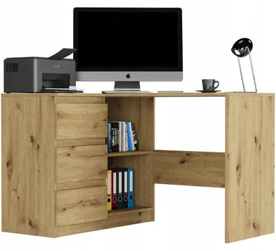 Obrázek produktu pro Psací stůl rohový 112cm 3 zásuvky police FRAMIRE N-4L artisan