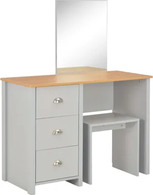 Produktbild von vidaXL Schminktisch mit Spiegel und Hocker Grau 104x45x131 cm