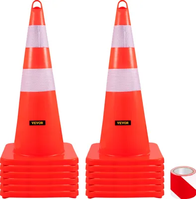 Produktbild von VEVOR 2 tlg. Sicherheitskegel Verkehrskegel PVC-Baukegel, 2 Reflektierende Kragen, Verkehrskegel mit Beschwerter Basis und Handring, für Verkehrskontrolle, Einfahrt, Straßenparken