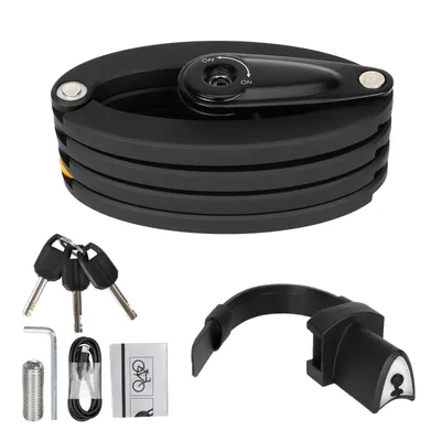 Produktbild von Faltschloss Fahrrad mit Halterung, USB Aufladbar, 100cm Faltbar Fahrradschloss Hohe Sicherheit mit Schlüssel, Fahrrad Schloss für Motorrad/E-bike