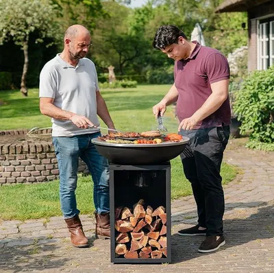 Produktbild von Plancha Grill Amigo Edelstahl Grillplatte BBQ Feuerschale Edelstahl mit Feuerplatte Outdoor Küche Grill Plancha Platte 67?x 92cm Grillring