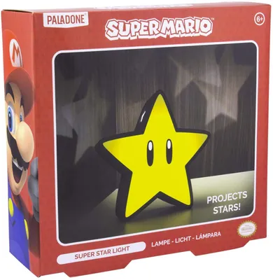 Zdjęcie produktu dla Lampa dekoracyjna Super Mario XL Super Star z projektorem gwiazdek