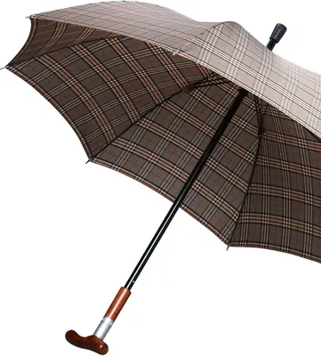 Produktbild von Stützschirm und Gehstock Safebrella Duo braun-kariert - 81/84 cm
