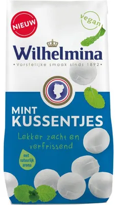 Produktbild von Wilhelmina Mint Kussentjes 200g – Frische Pfefferminzbonbons, intensiver Geschmack