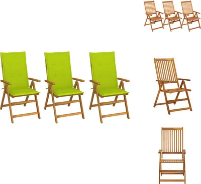 Image de vidaXL Chaises de jardin pliantes 3 pièces avec coussins en bois massif d'acacia - Chaises de jardin