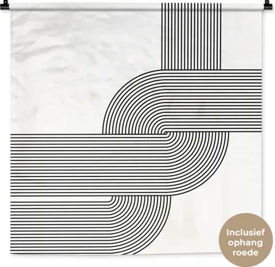 Produktbild von MuchoWow® Wandteppich Wandbehang Kunst - Abstrakt - Schwarz - Weiß 90x90 cm Tapisserie Dekoration Wandtuch - Wandaufhänger