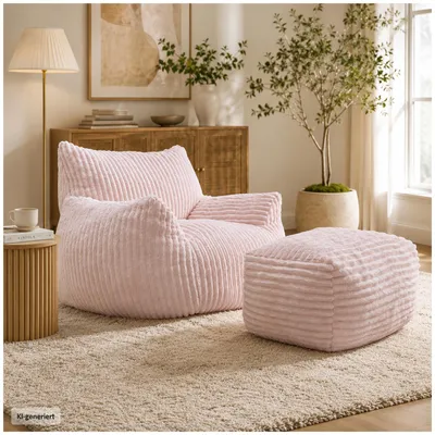 Produktbild von Loungesessel mit Hocker in Rosa
