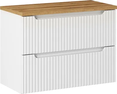 Produktbild von Waschtischunterschrank 80cm, weiß und Eiche, NEWPORT-56-WHITE