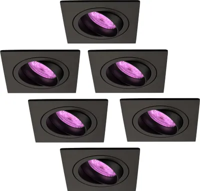 Produktbild von Ledvion 6er Set LED Einbaustrahler Schwarz RGB dimmbar smart