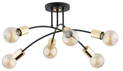 Immagine prodotto di Lampada da soffitto TILAN nero-oro 6xE27x15W in metallo, dimensioni: 30x65x65 cm, IP20, Alfa