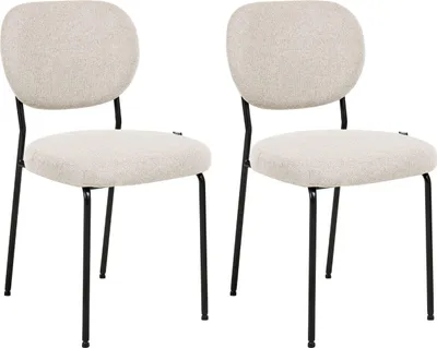 Produktbild von BELIANI Esszimmerstühle 2er Set Hellbeige Stoff Gepolstert mit Schwarzen Beinen Ohne Armlehnen Modern Polsterstühle Küchenstühle Esszimmer Küche